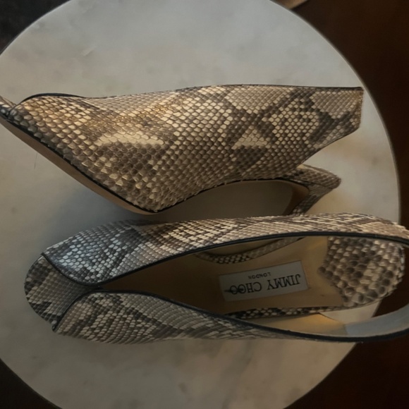 Jimmy Choo Snakeskin Peep Toe Python Heels, Gray, Animal Print, Size: 37EU NWOT - Picture 4 of 8